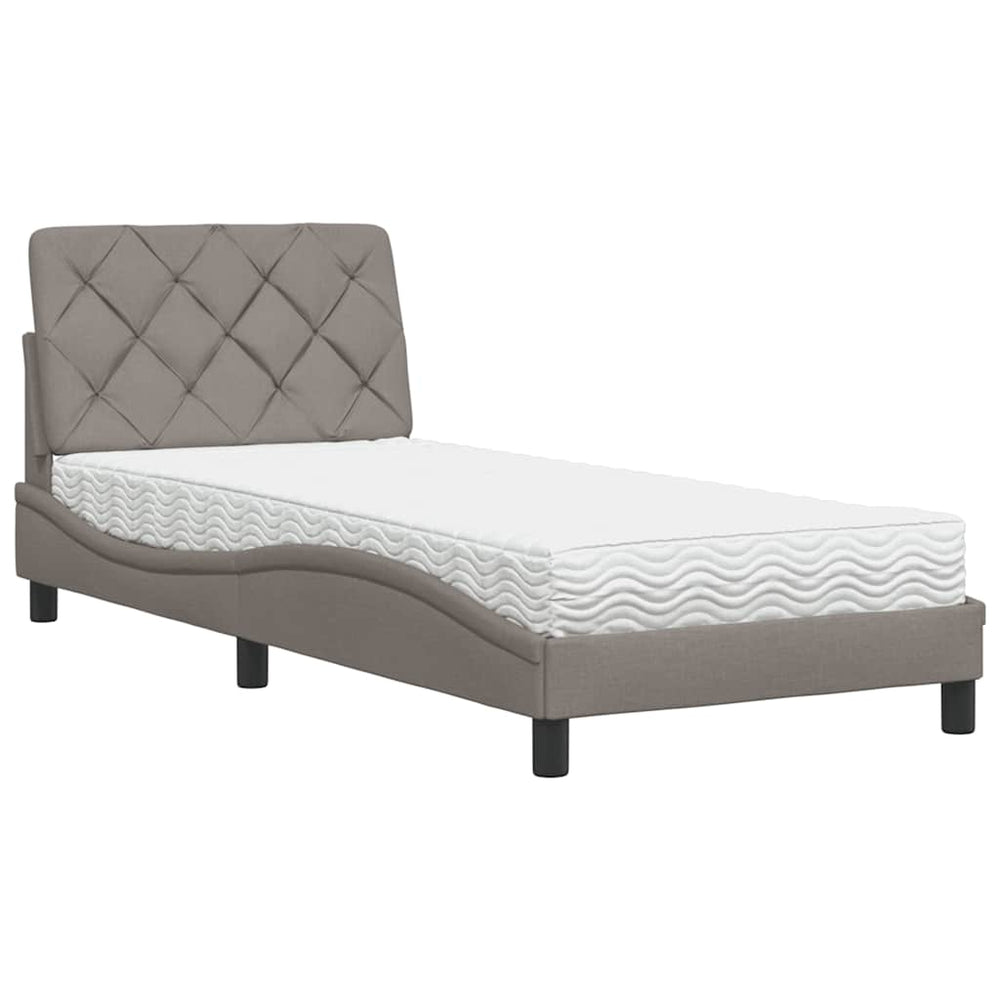 vidaXL Bed with Mattress Taupe 90x200 cm Fabric