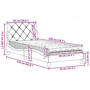 vidaXL Bed with Mattress Taupe 90x200 cm Fabric