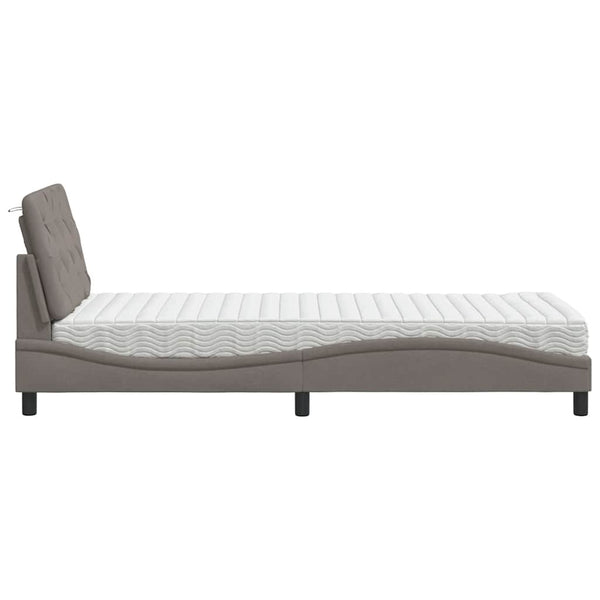 vidaXL Bed with Mattress Taupe 90x200 cm Fabric