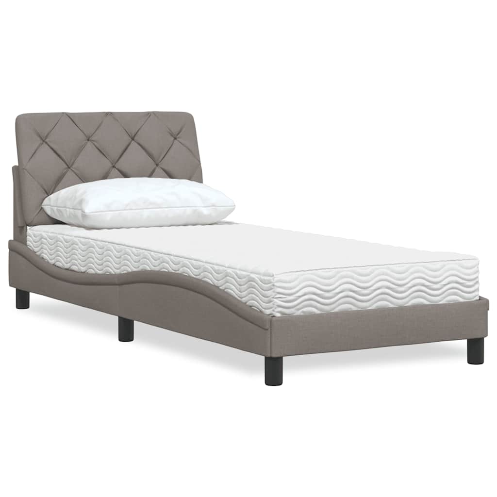 vidaXL Bed with Mattress Taupe 90x200 cm Fabric