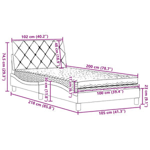 vidaXL Bed with Mattress Light Gray 100x200 cm Fabric