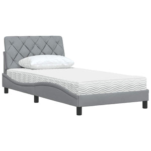 vidaXL Bed with Mattress Light Gray 100x200 cm Fabric