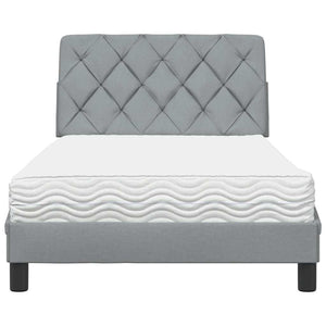 vidaXL Bed with Mattress Light Gray 100x200 cm Fabric