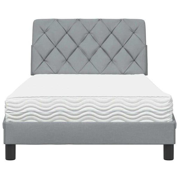 vidaXL Bed with Mattress Light Gray 100x200 cm Fabric