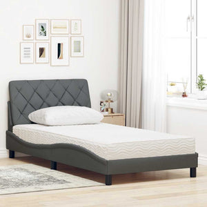 vidaXL Bed with Mattress Dark Gray 100x200 cm Fabric