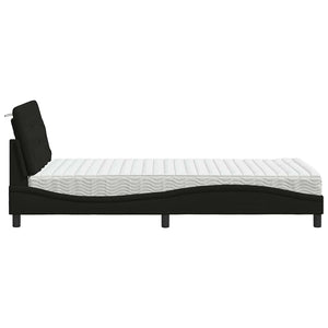 vidaXL Bed with Mattress Black 100x200 cm Fabric