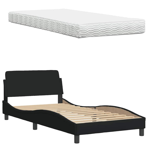 vidaXL Bed with Mattress Black 100x200 cm Fabric