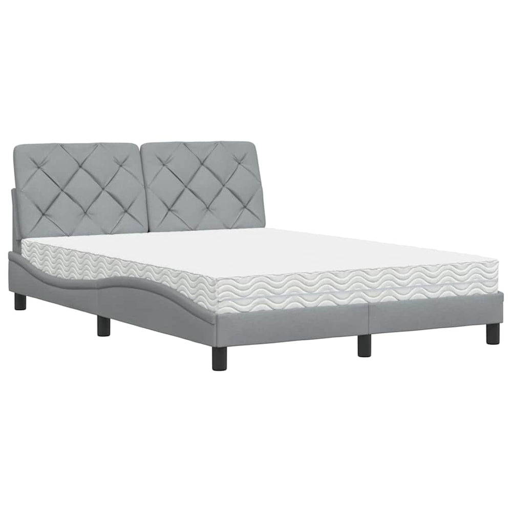 vidaXL Bed with Mattress Light Grey 120x200 cm Fabric