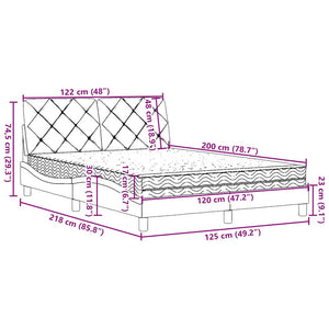 vidaXL Bed with Mattress Light Grey 120x200 cm Fabric