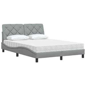 vidaXL Bed with Mattress Light Grey 120x200 cm Fabric