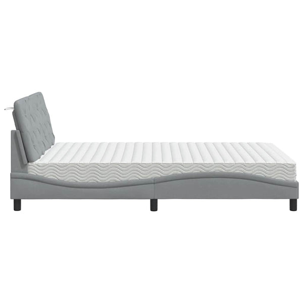 vidaXL Bed with Mattress Light Grey 120x200 cm Fabric