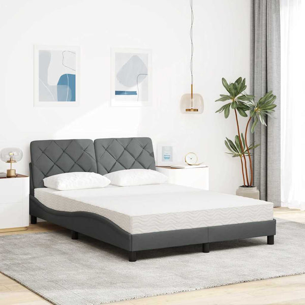 vidaXL Bed with Mattress Dark Grey 120x200 cm Fabric