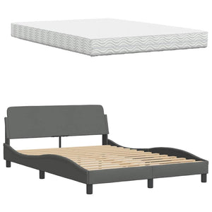 vidaXL Bed with Mattress Dark Grey 120x200 cm Fabric