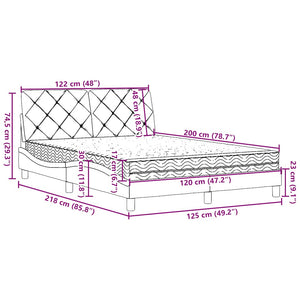 vidaXL Bed with Mattress Taupe 120x200 cm Fabric
