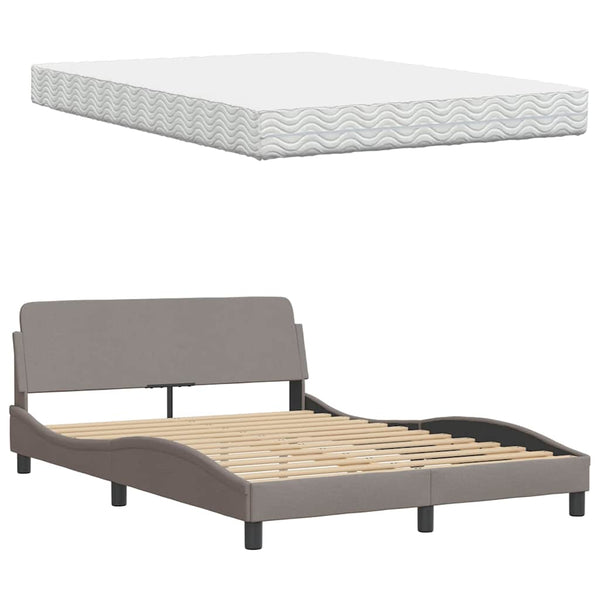 vidaXL Bed with Mattress Taupe 120x200 cm Fabric
