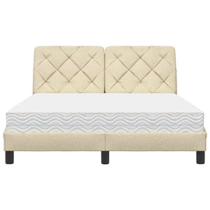 vidaXL Bed with Mattress Cream 120x200 cm Fabric