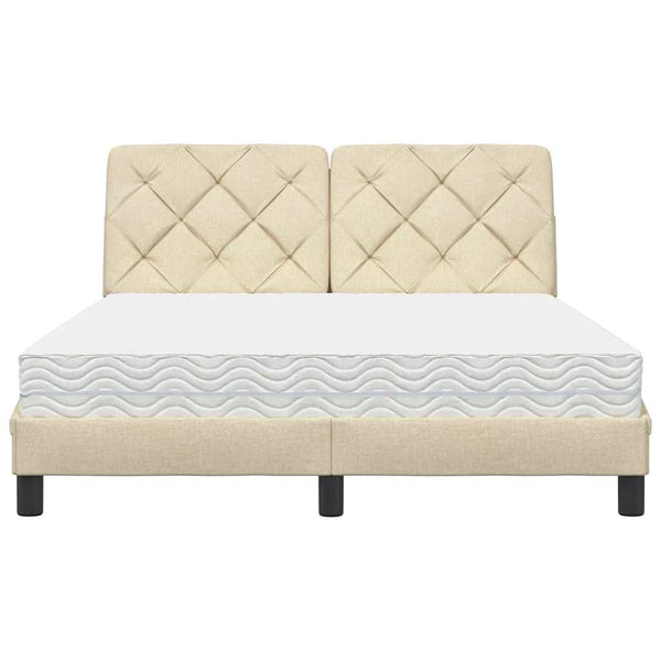vidaXL Bed with Mattress Cream 120x200 cm Fabric