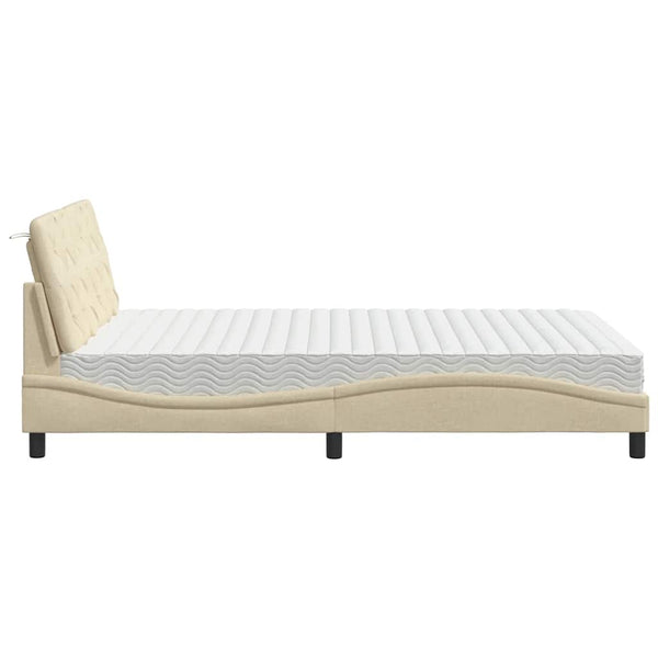 vidaXL Bed with Mattress Cream 120x200 cm Fabric