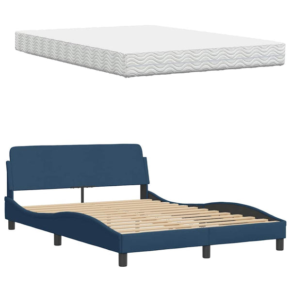 vidaXL Bed with Mattress Blue 120x200 cm Fabric