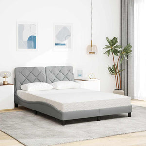 vidaXL Bed with Mattress Light Grey 140x190 cm Fabric