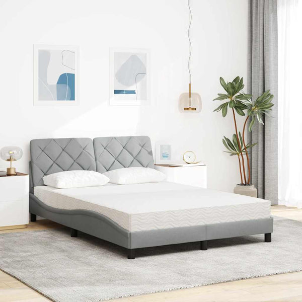vidaXL Bed with Mattress Light Grey 140x190 cm Fabric