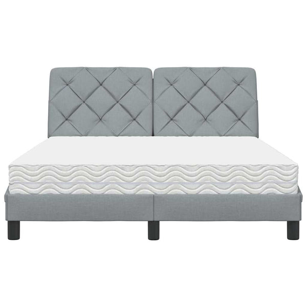 vidaXL Bed with Mattress Light Grey 140x190 cm Fabric