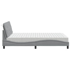 vidaXL Bed with Mattress Light Grey 140x190 cm Fabric