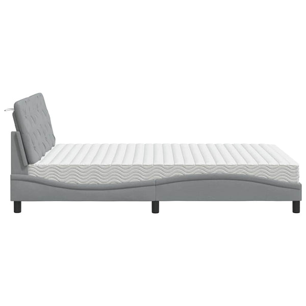 vidaXL Bed with Mattress Light Grey 140x190 cm Fabric