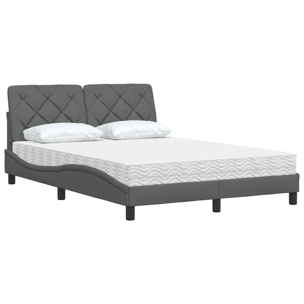 vidaXL Bed with Mattress Dark Gray 140x190 cm Fabric
