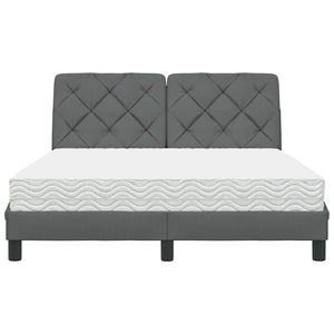 vidaXL Bed with Mattress Dark Gray 140x190 cm Fabric