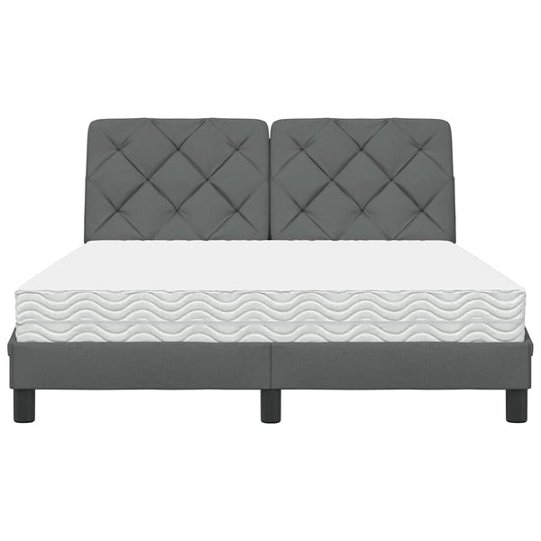 vidaXL Bed with Mattress Dark Gray 140x190 cm Fabric