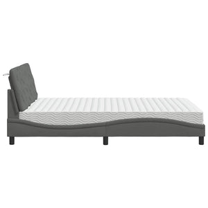 vidaXL Bed with Mattress Dark Gray 140x190 cm Fabric