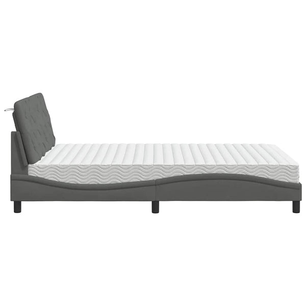 vidaXL Bed with Mattress Dark Gray 140x190 cm Fabric