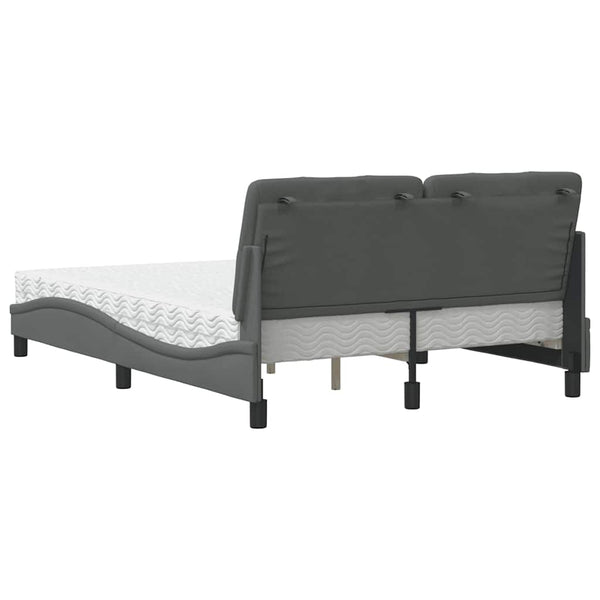vidaXL Bed with Mattress Dark Gray 140x190 cm Fabric