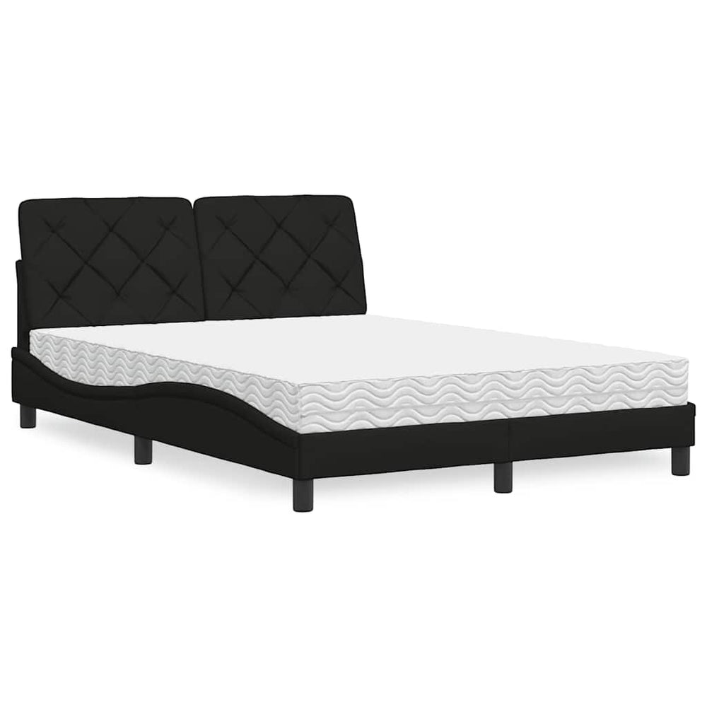 vidaXL Bed with Mattress Black 140x190 cm Fabric