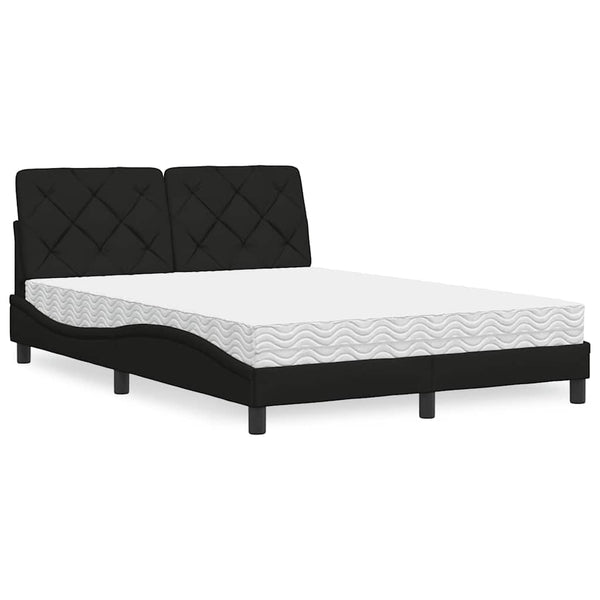 vidaXL Bed with Mattress Black 140x190 cm Fabric
