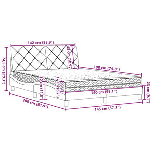 vidaXL Bed with Mattress Black 140x190 cm Fabric
