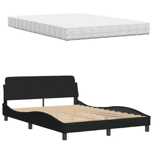 vidaXL Bed with Mattress Black 140x190 cm Fabric