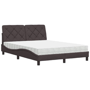 vidaXL Bed with Mattress Dark Brown 140x190 cm Fabric