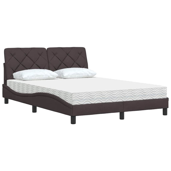 vidaXL Bed with Mattress Dark Brown 140x190 cm Fabric