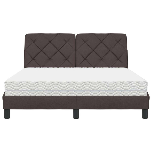 vidaXL Bed with Mattress Dark Brown 140x190 cm Fabric