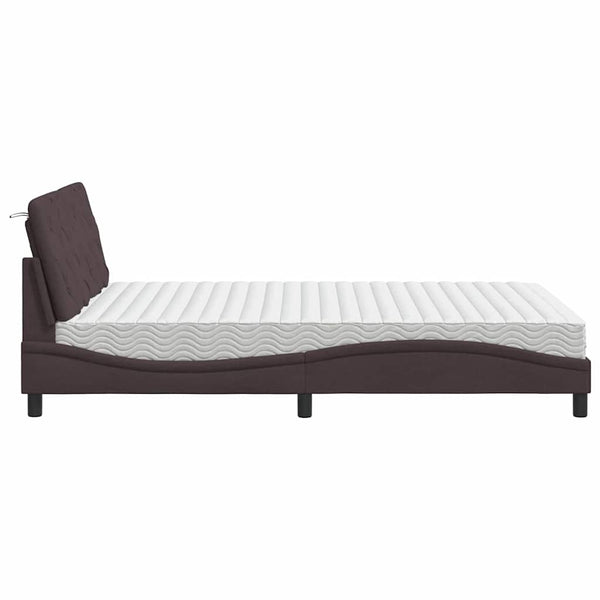 vidaXL Bed with Mattress Dark Brown 140x190 cm Fabric