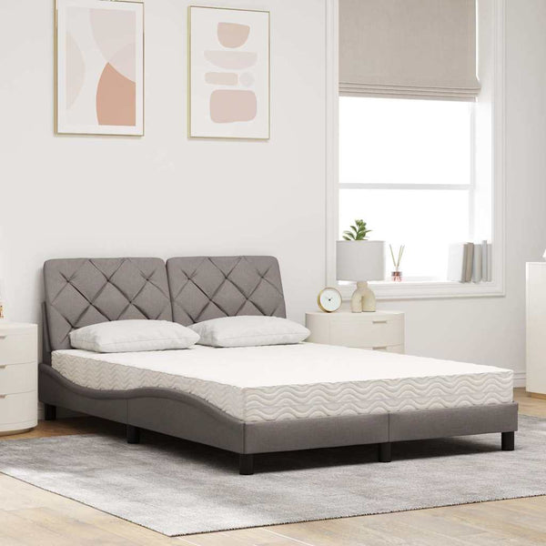 vidaXL Bed with Mattress Taupe 140x190 cm Fabric