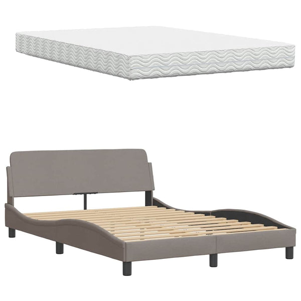 vidaXL Bed with Mattress Taupe 140x190 cm Fabric