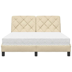 vidaXL Bed with Mattress Cream 140x190 cm Fabric