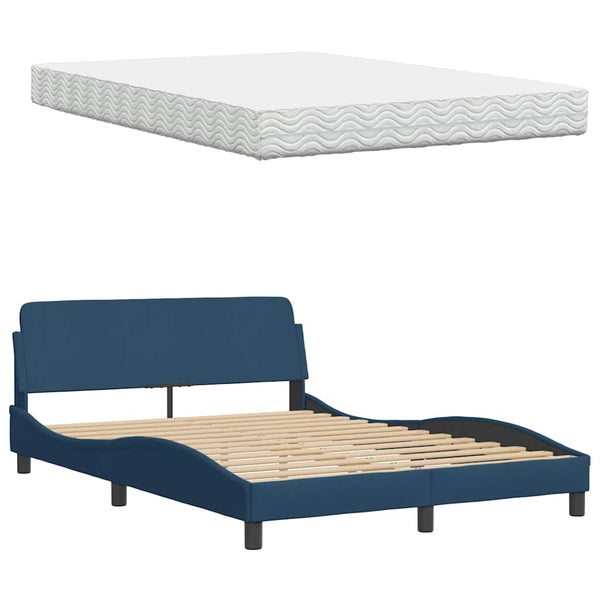 vidaXL Bed with Mattress Blue 140x190 cm Fabric