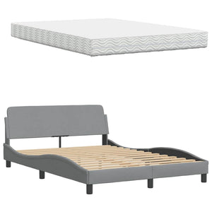 vidaXL Bed with Mattress Light Grey 140x200 cm Fabric