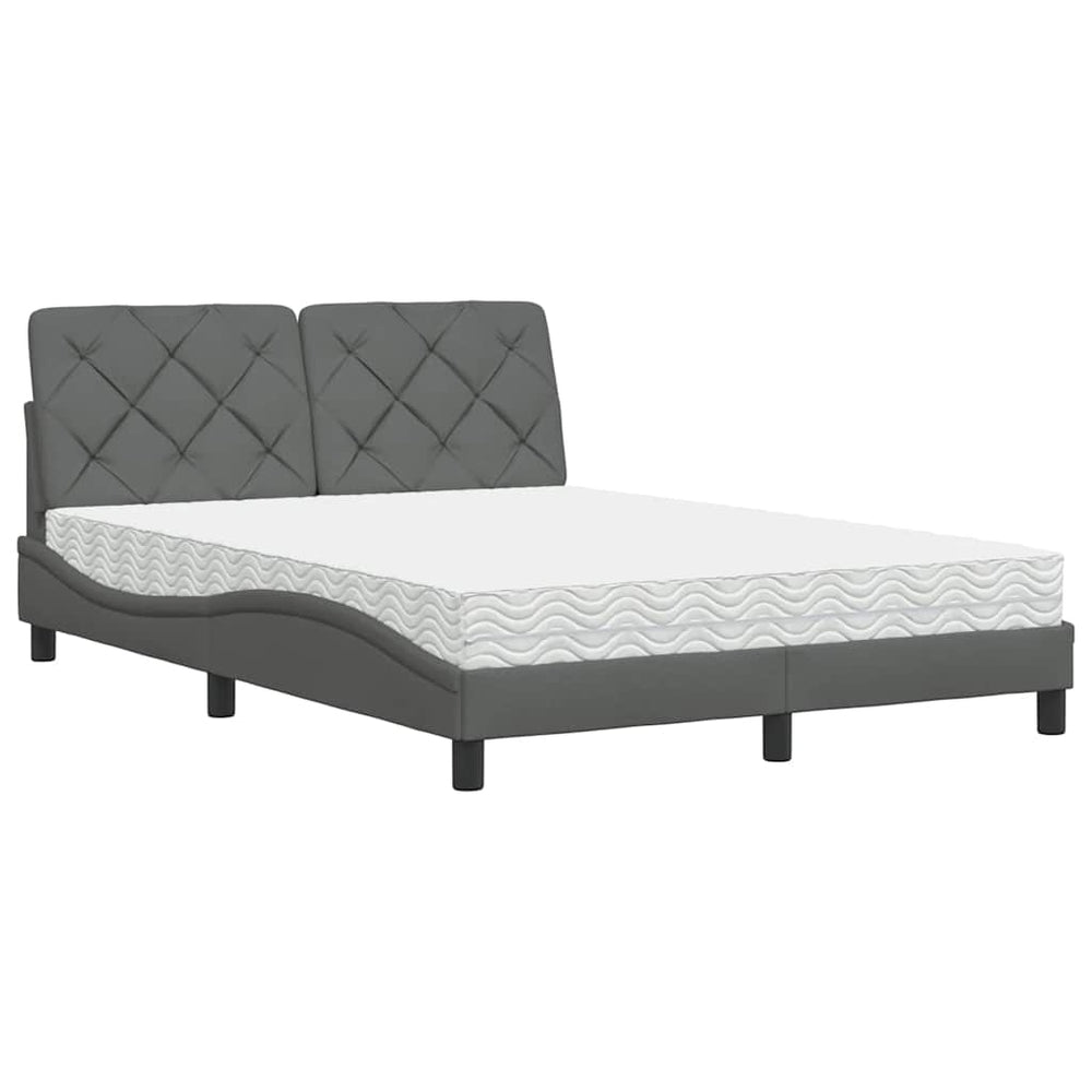 vidaXL Bed with Mattress Dark Grey 140x200 cm Fabric