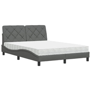 vidaXL Bed with Mattress Dark Grey 140x200 cm Fabric
