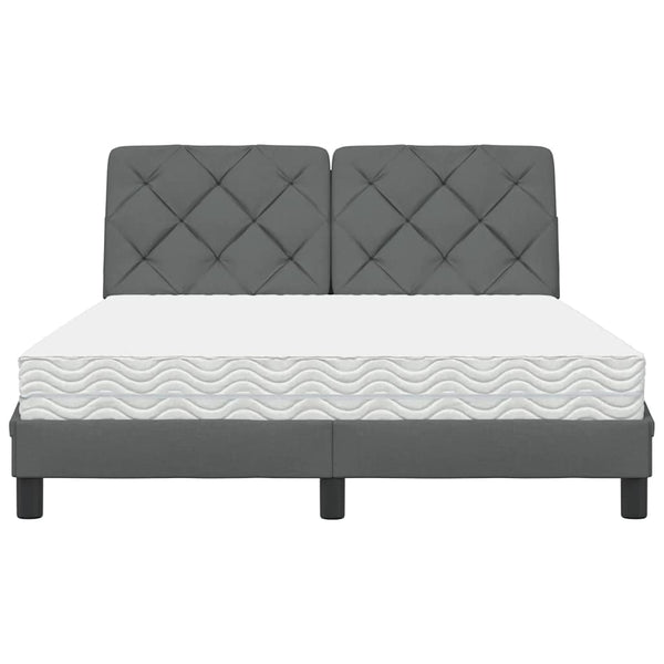vidaXL Bed with Mattress Dark Grey 140x200 cm Fabric